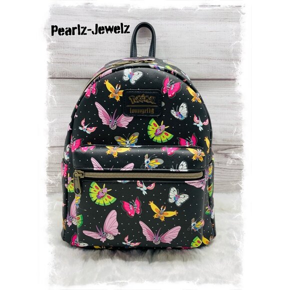 Loungefly Pokemon Winged Types Moths Butterflies Black Mini Backpack NWT - Picture 1 of 5